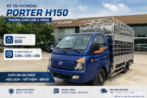 Hyundai Porter H150 thùng chở lợn 2 tầng 1.5 tấn