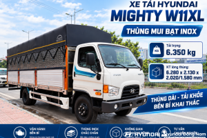 Hyundai Mighty W11XL 7 Tấn Thùng Mui Bạt Inox Dài 6m3