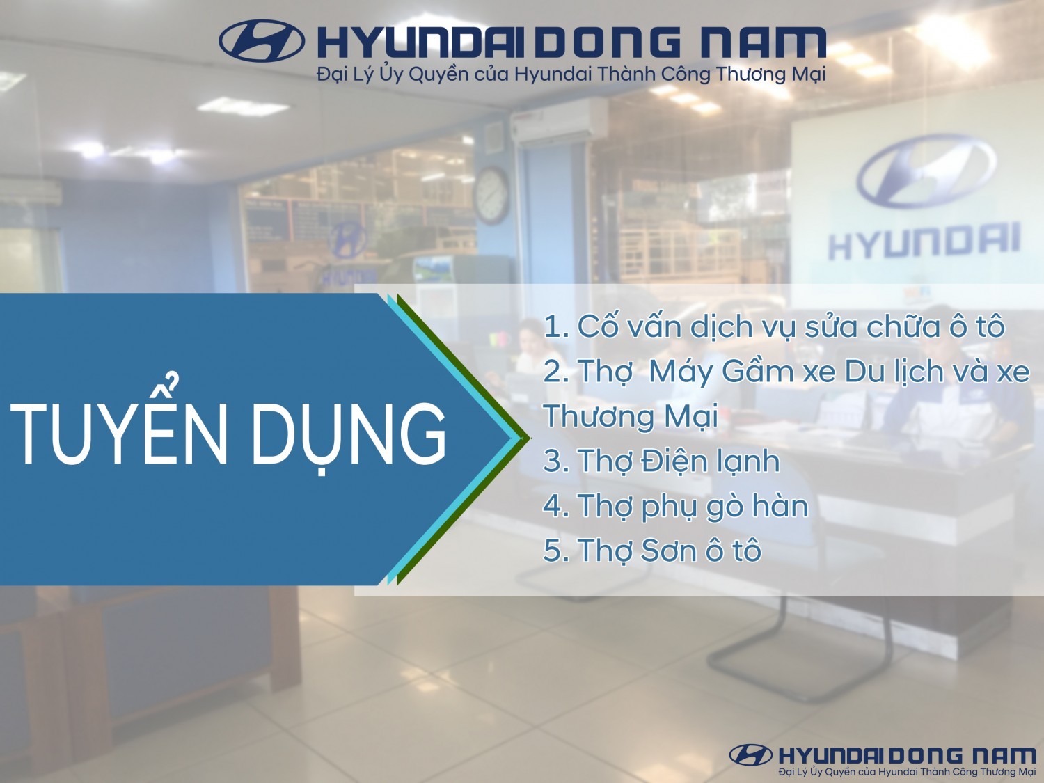 [TUYỂN GẤP] - TTDV Hyundai Đông Nam tuyển dụng tháng 01/2019