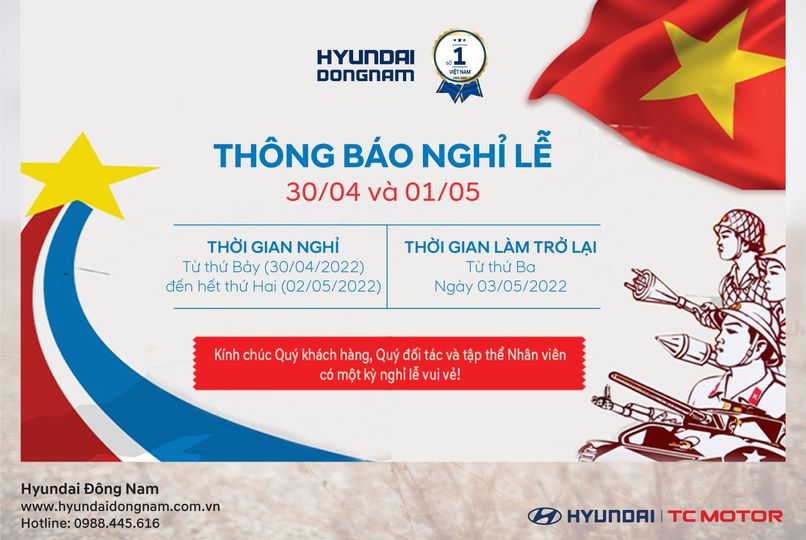 ?THÔNG BÁO NGHỈ LỄ 30/04 và 01/05?