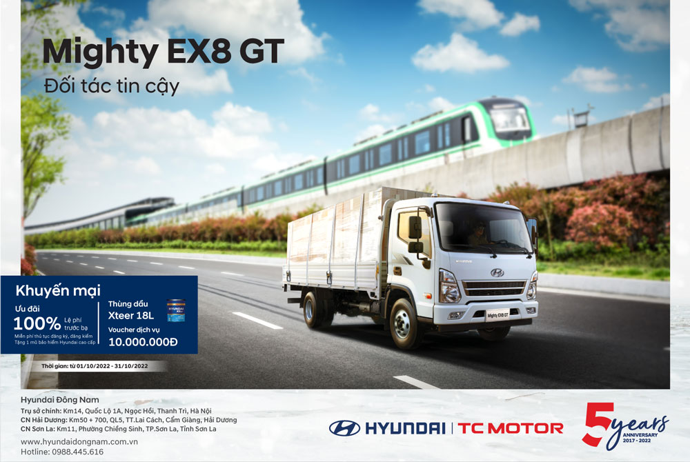 Hyundai Đông Nam khuyến mại 100% lệ phí trước bạ xe Mighty EX8 GT