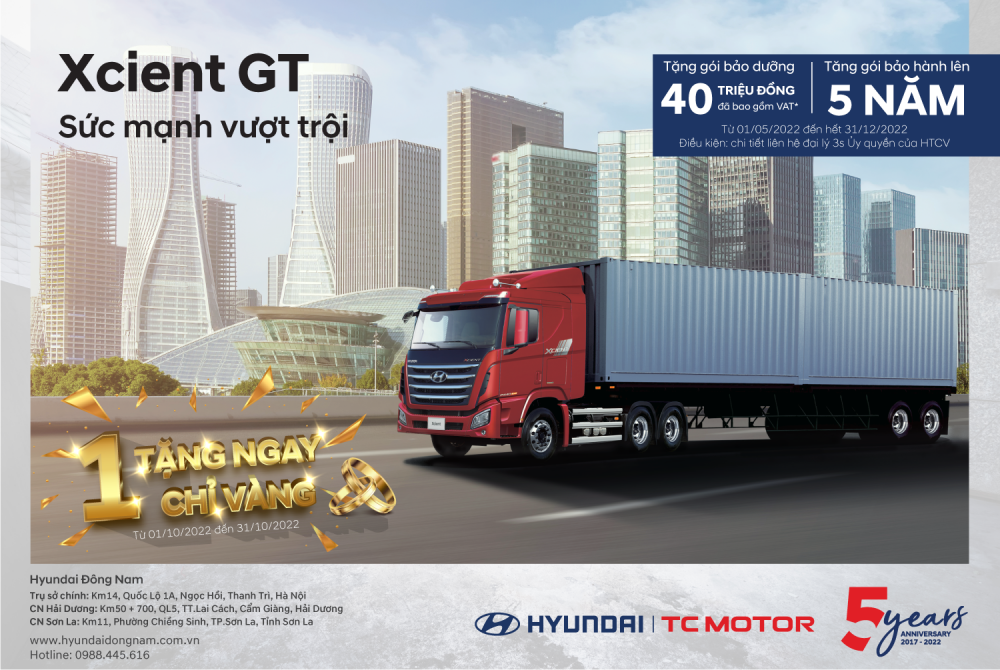 Tặng ngay 1 chỉ vàng 9999 khi mua đầu kéo Xcient GT