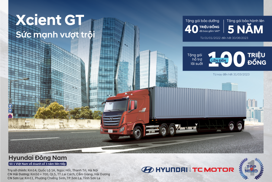 Ưu đãi lên đến 140.000.000Đ cho đầu kéo Xcient GT
