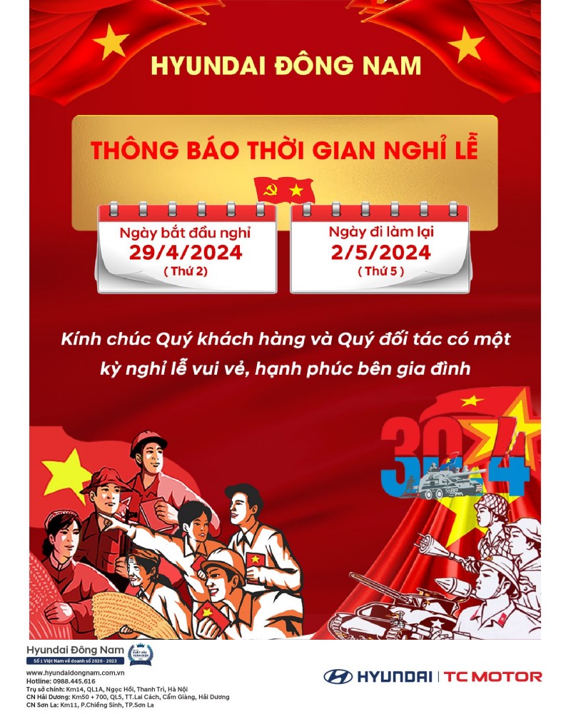 Thông Báo Lịch Nghỉ Lễ 30/04 – 01/05