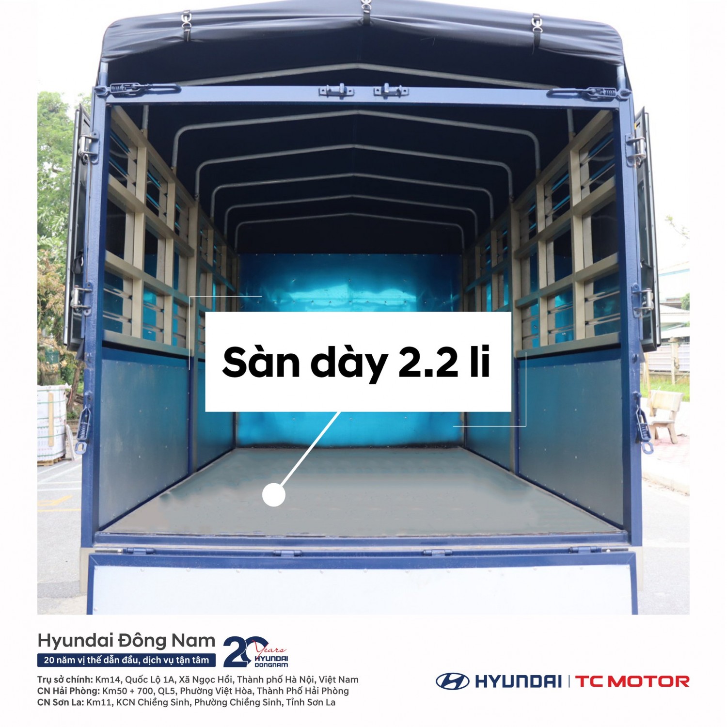 sàn thùng mui bạt Hyundai Đông Nam dày 2 li 2