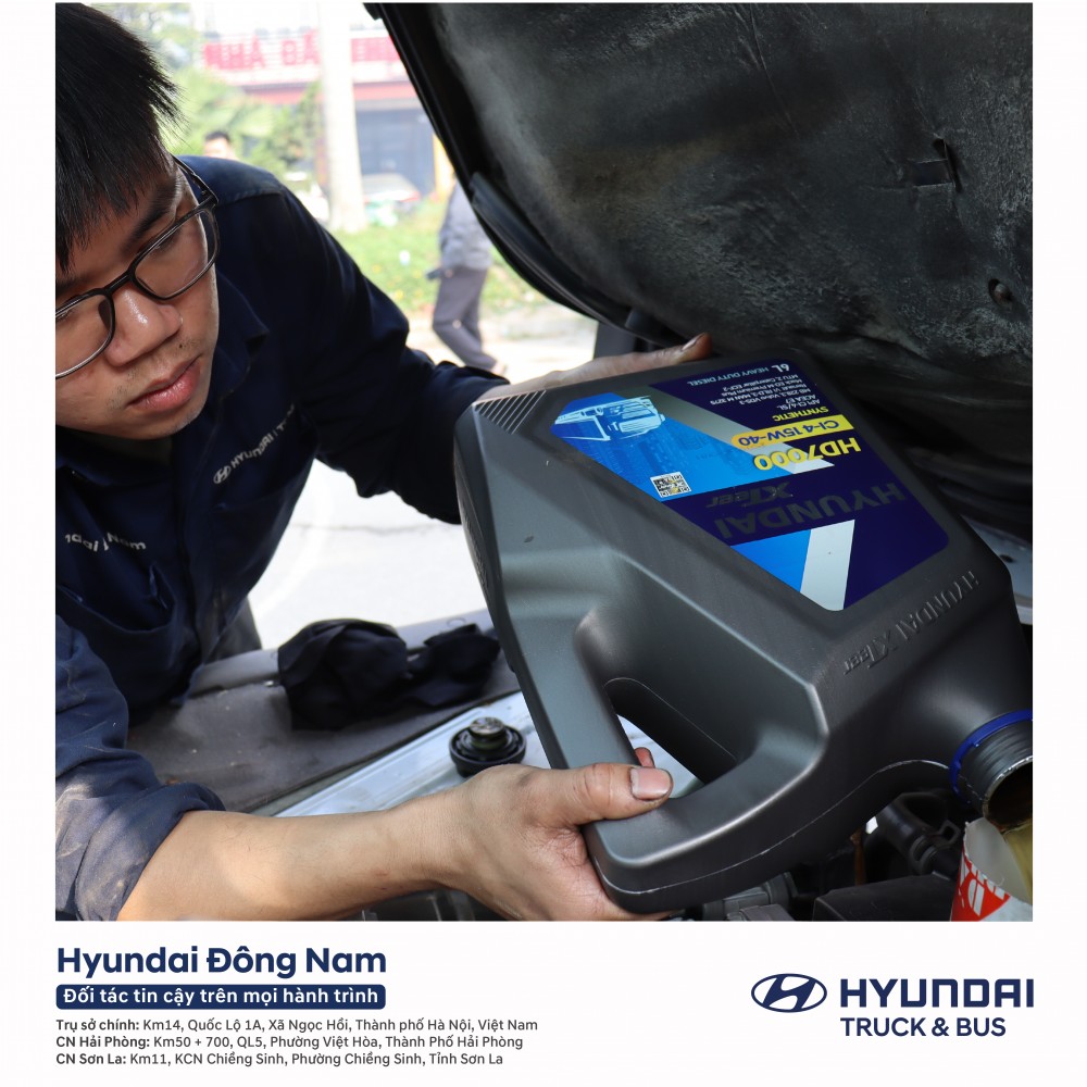 thay dầu nhớt định kỳ xe tải Hyundai