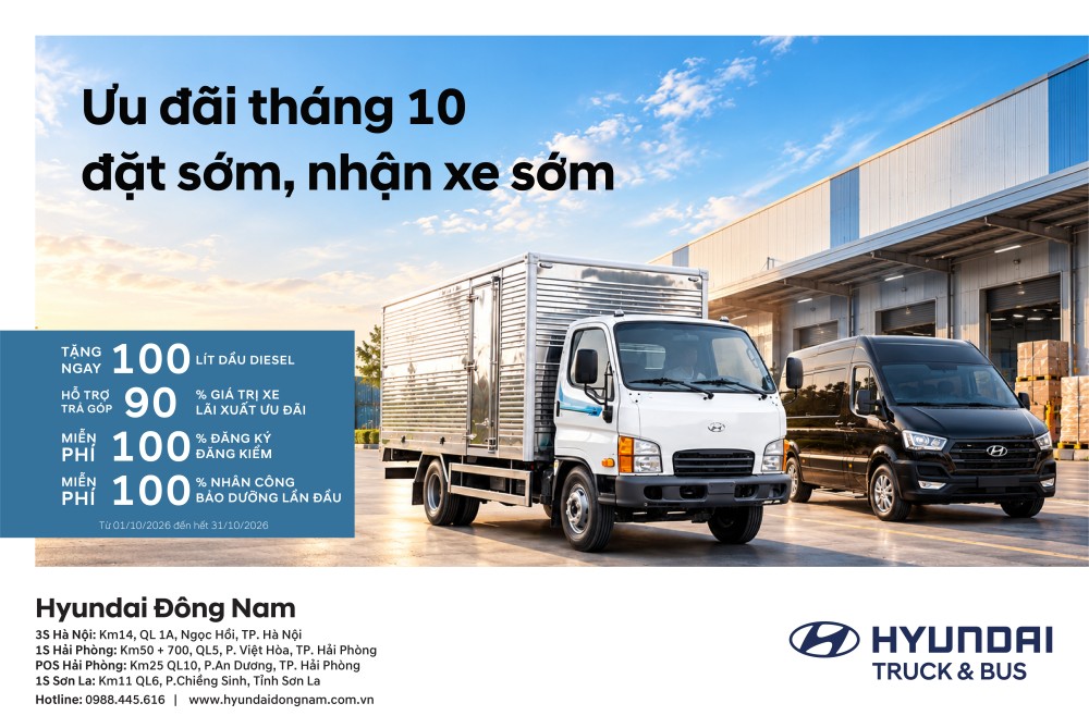 Ưu đãi tháng 10: Đặt sớm, nhận xe sớm cùng Hyundai Đông Nam