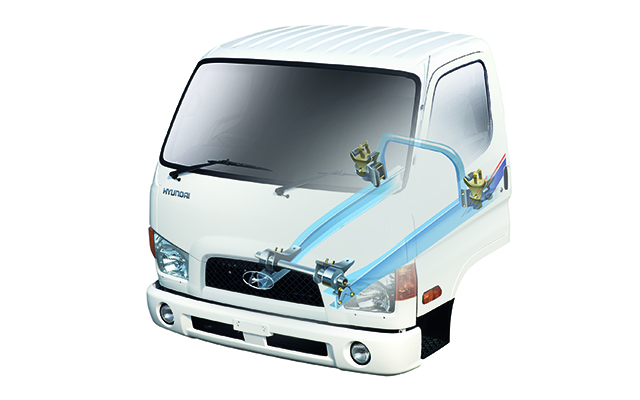 Hệ thống giảm sóc và treo cabin bán nổi trên xe Hyundai 110SP 7 tấn