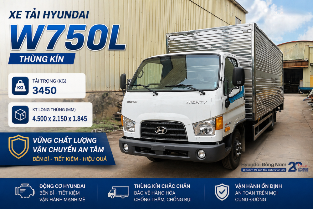 Hyundai W750L 3.5 tấn thùng kín dài 5m
