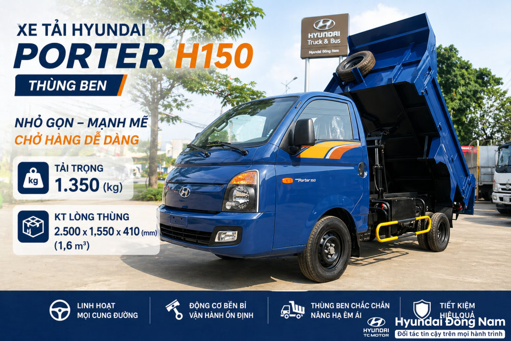 Hyundai Porter H150 thùng ben tự đổ - 1.5 khối