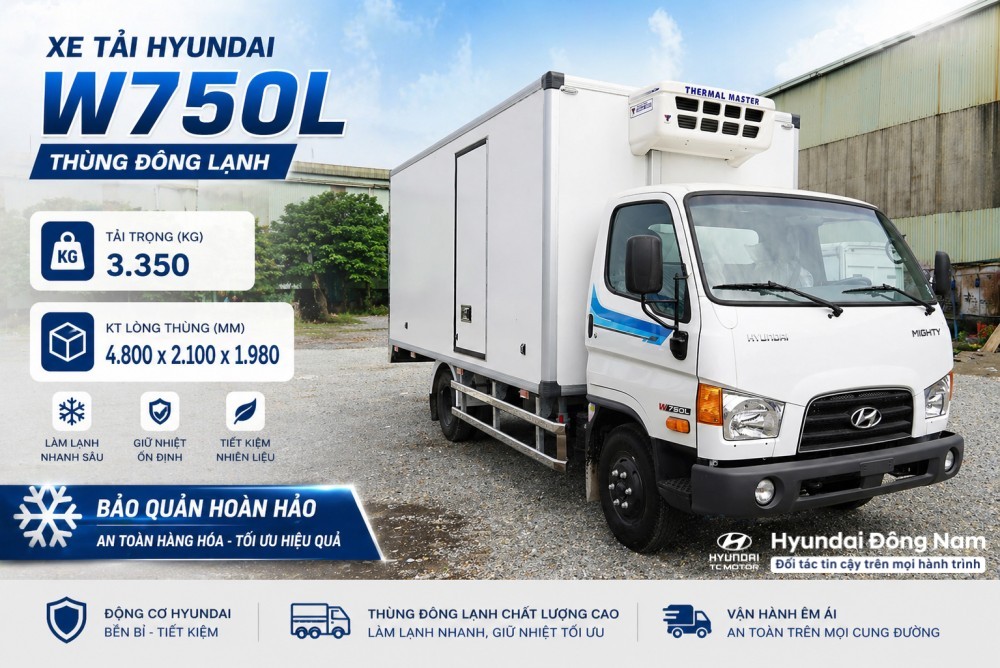 Hyundai W750L 3.5 tấn thùng đông lạnh thùng dài 5m