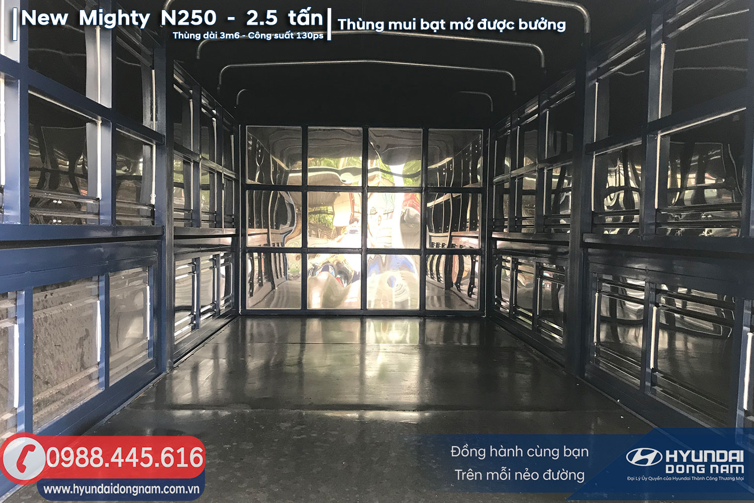 Hyundai N250 thung bạt phia trong thùng