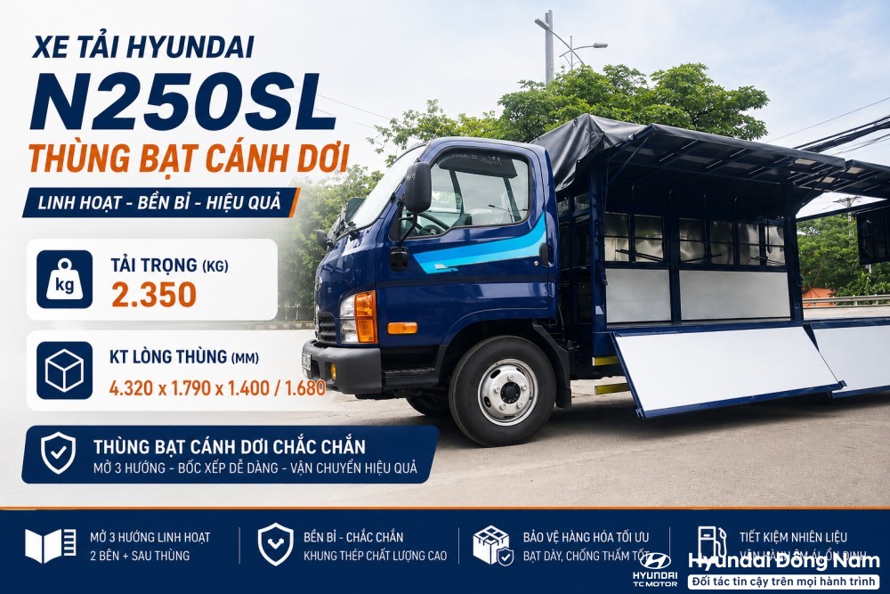 New Mighty N250SL thùng bạt cánh dơi