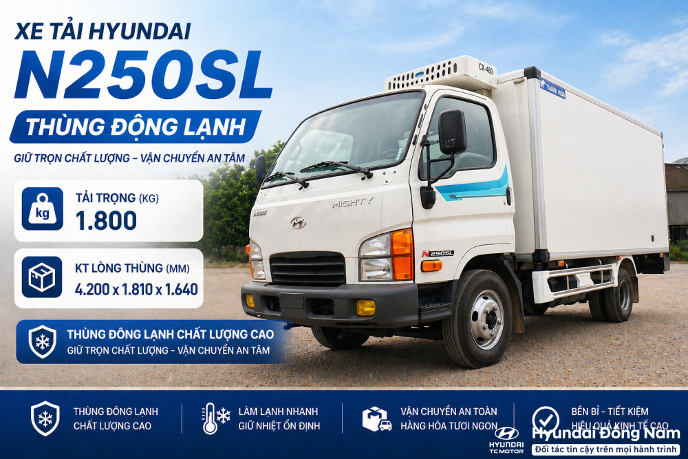 Hyundai Mighty N250SL 2.5 tấn thùng đông lạnh dài 4m3