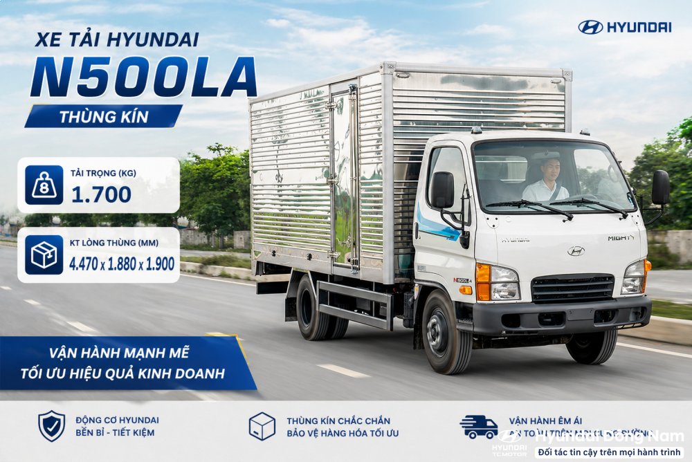 Hyundai N500LA 2.5 tấn thùng kín dài 4m5